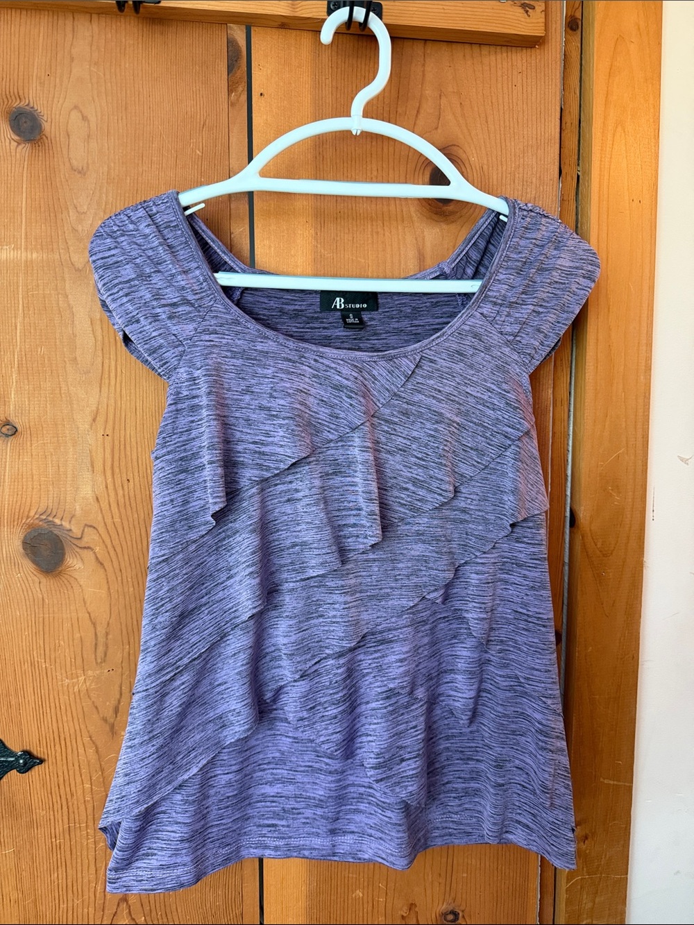 AB Studio Lavender Layered Ruffle Cap-Sleeve Top